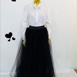 Black Floor Length Tulle Skirt